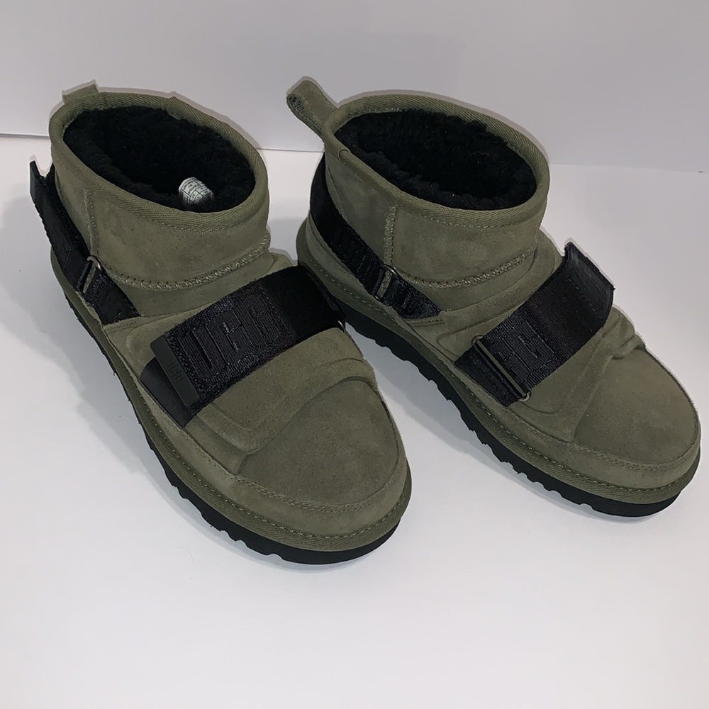 NWT UGG 1133471 Burnt Olive Ultra Mini Hybrid Boots 6 Suede Shearling